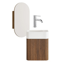 Nomad 460mm Walnut Wall Hung Vanity with Basin Mixer & Shaving Cabinet Package